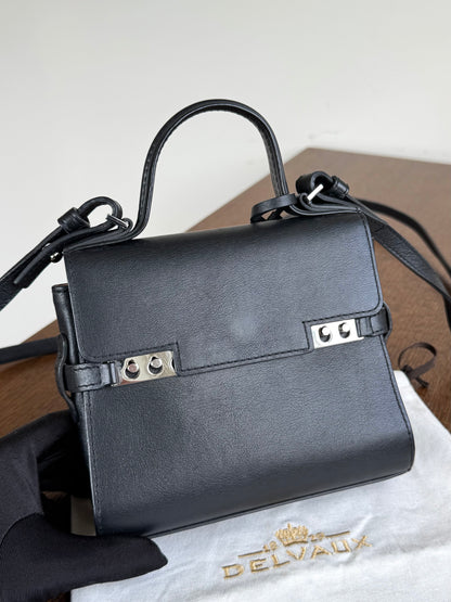 Pre-owned Delvaux Tempête Micro Black Calfskin Bag