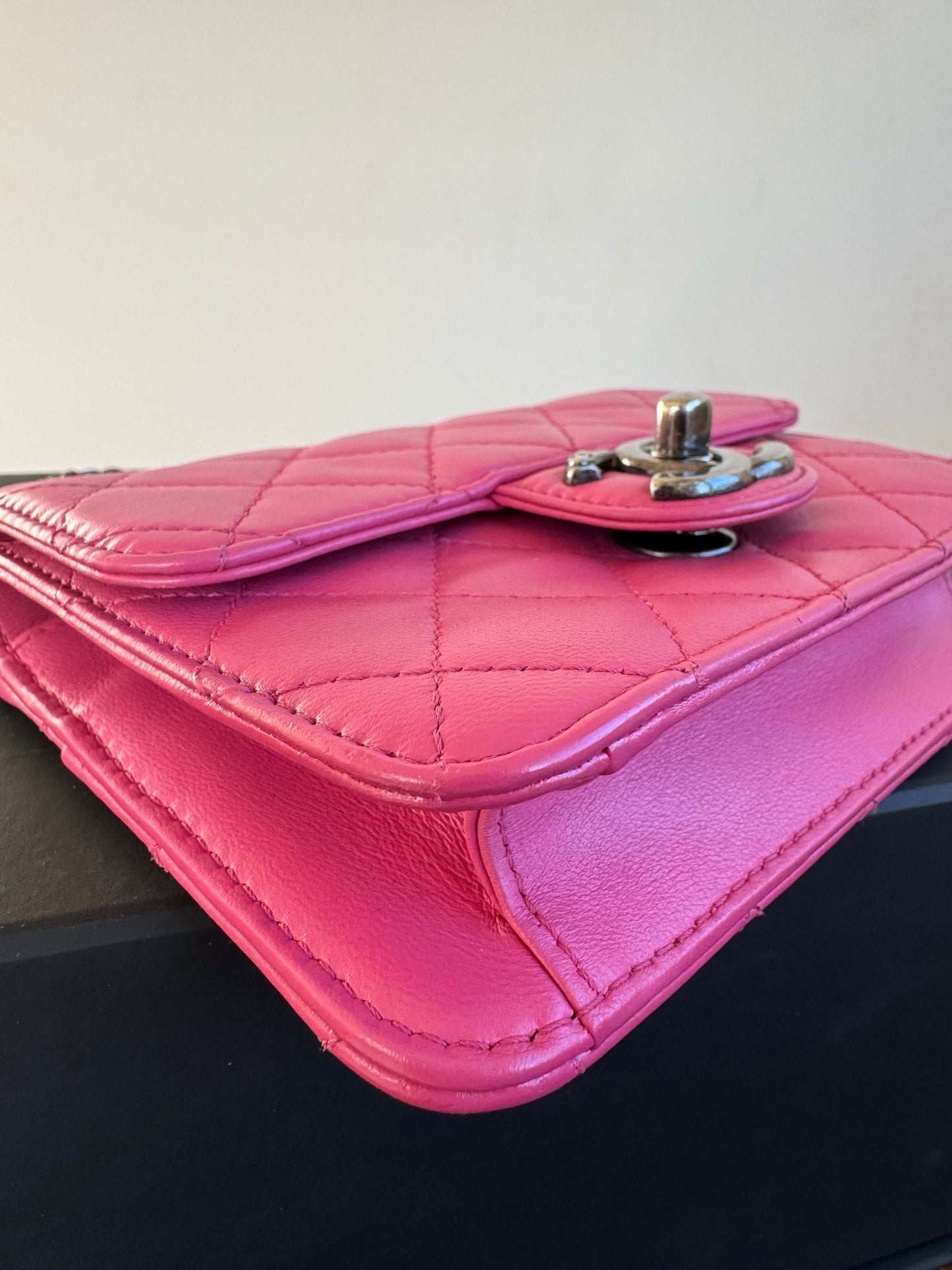 Pre-owned Chanel Crossing Time Mini Pink Leather Flap Bag
