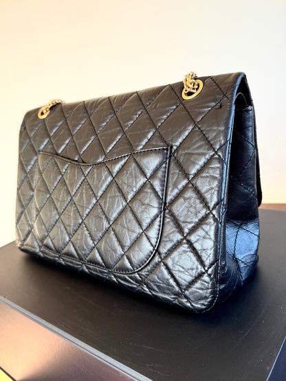 Pre-owned Chanel 2.55 Reissue Maxi 227 Black Calfskin Flap Bag
