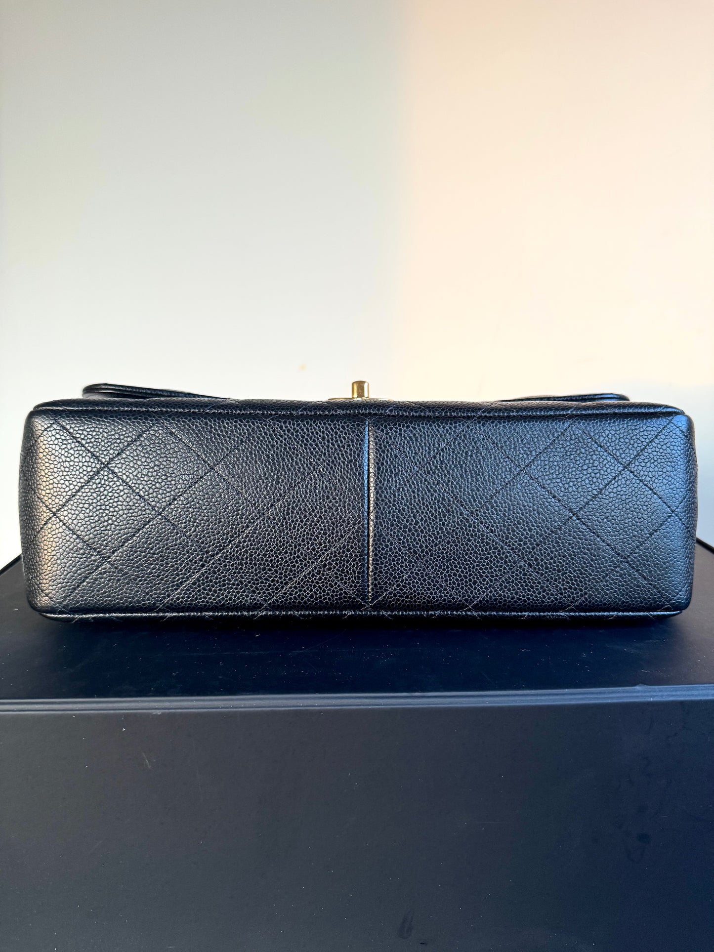 Pre-owned Chanel Timeless Classic Jumbo Black Caviar Flap Bag