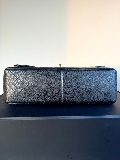 Pre-owned Chanel Timeless Classic Jumbo Black Caviar Flap Bag
