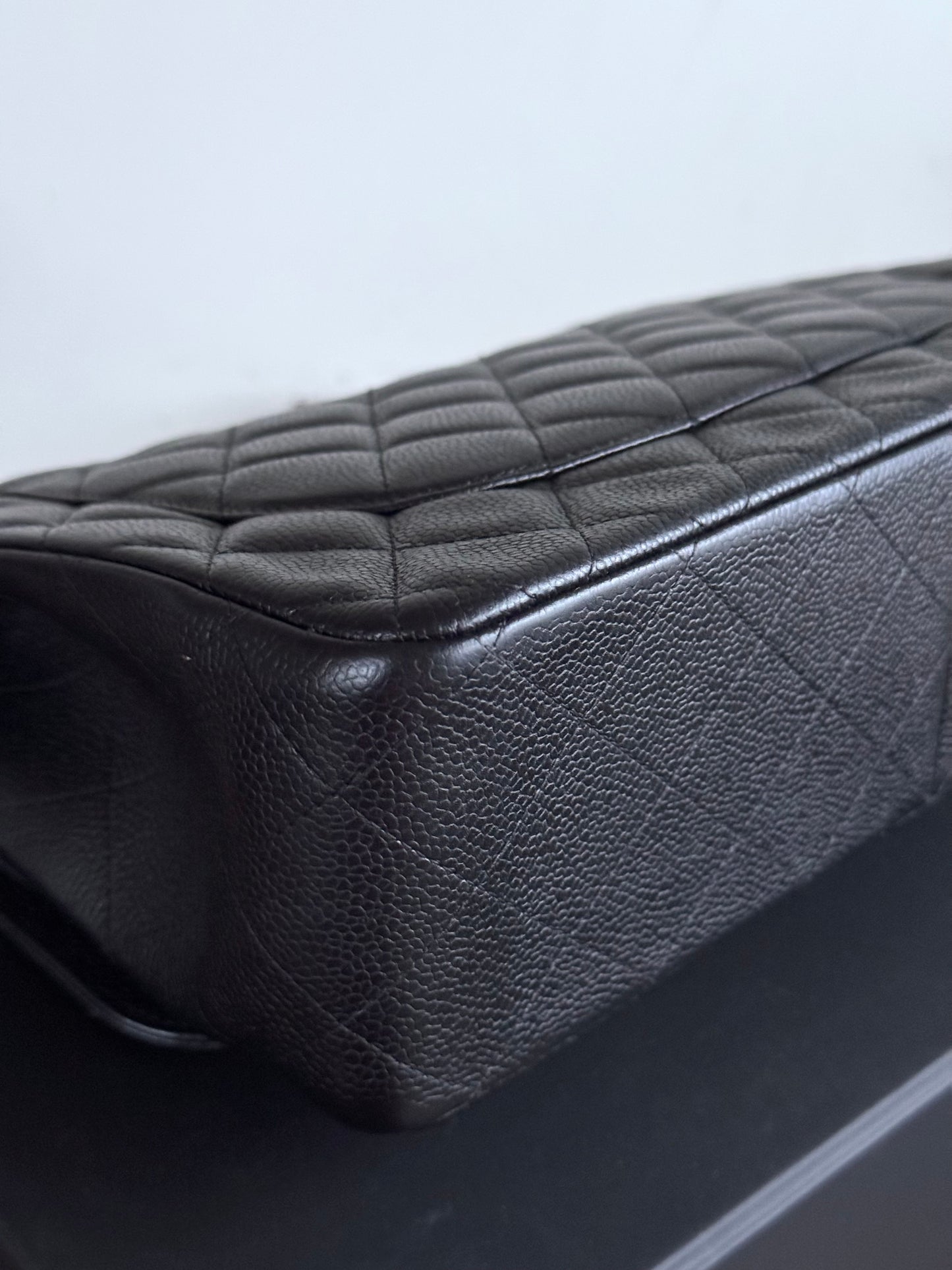 Pre-owned Chanel Timeless Classic Jumbo Black Caviar Flap Bag