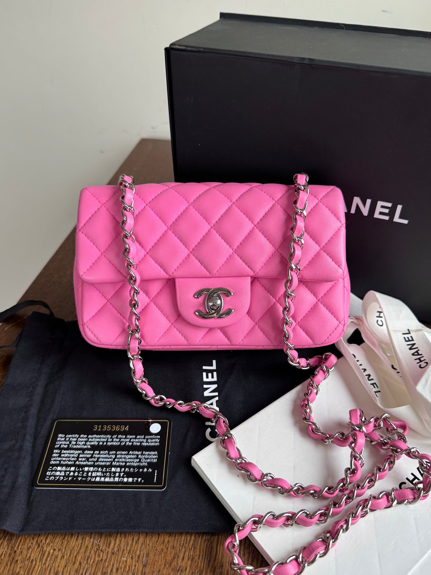 Pre-owned Chanel Timeless Mini Rectangle Pink Leather Bag