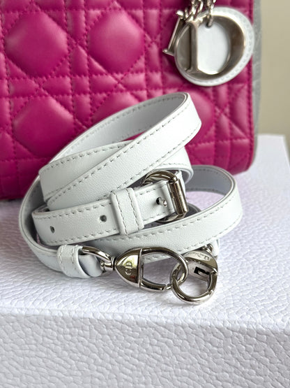 Pre-owned Dior Lady Dior Mini Multicolor Lambskin Cannage Bag