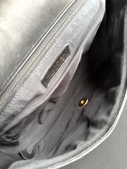 Pre-owned Chanel Elegant CC Medium Black Leather Flap Bag