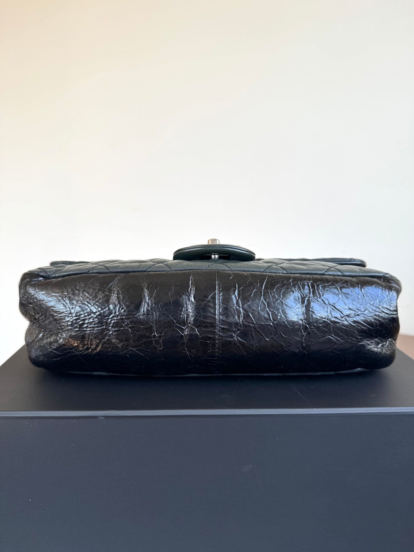 Pre-owned Chanel In The Mix Medium Dark Green Iridescent Leather Flap Bag