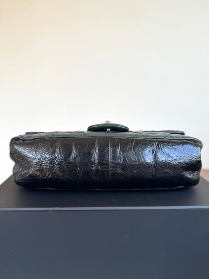 Pre-owned Chanel In The Mix Medium Dark Green Iridescent Leather Flap Bag