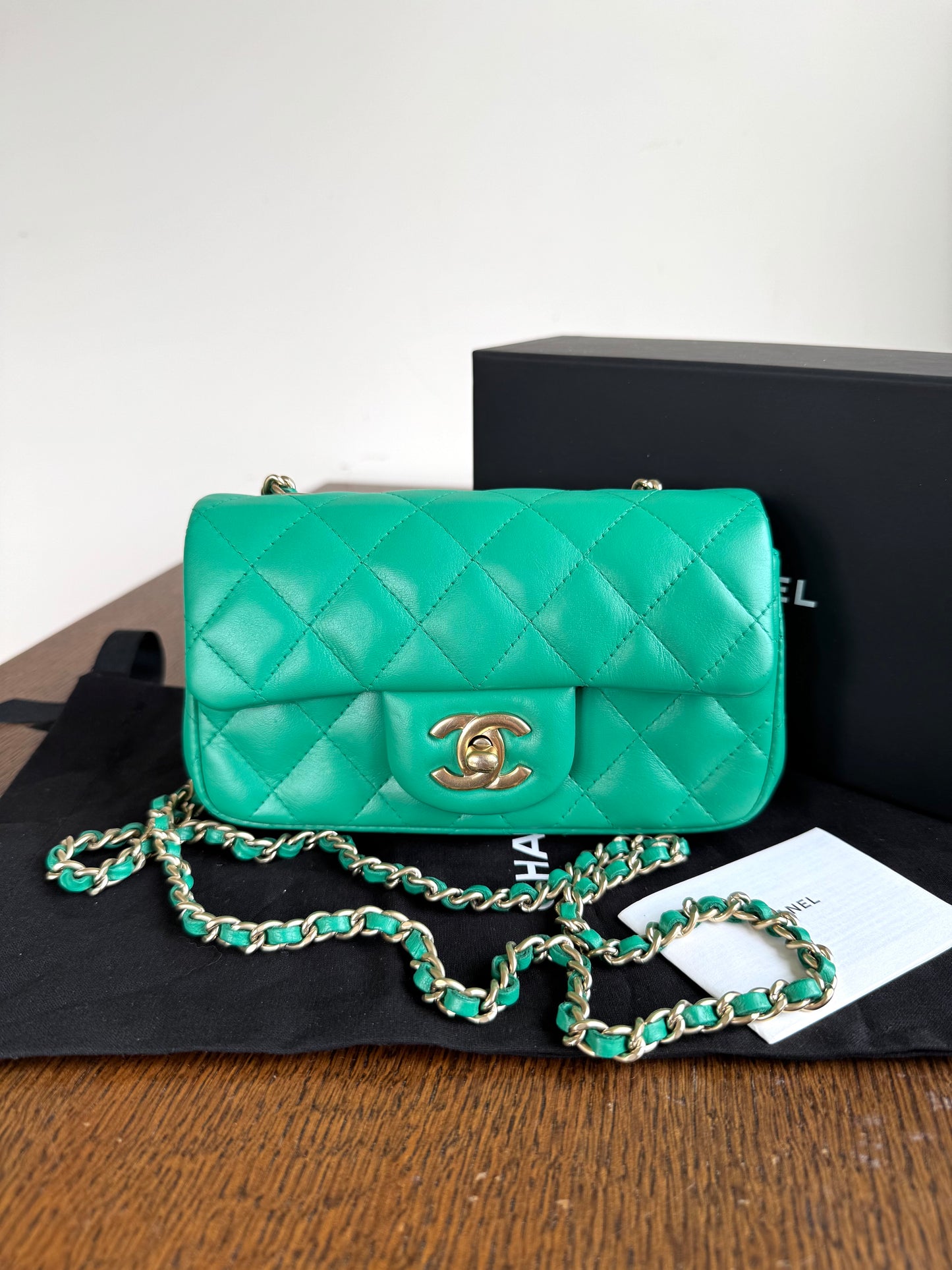 Pre-owned Chanel Timeless Extra Mini Green Leather Flap Bag