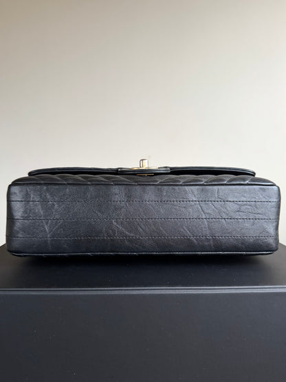 Pre-owned Chanel Timeless Classic Medium V-stitch Black Calfskin Flap Bag