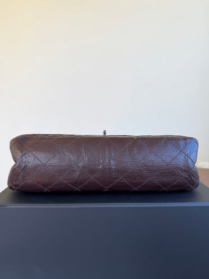 Pre-owned Chanel 2.55 Reissue Large 226 Dark Plum Brown Leather Flap Bag