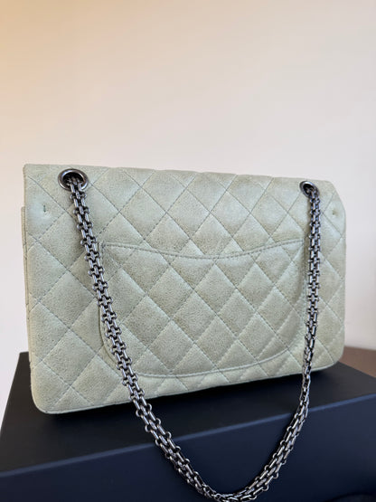 Pre-owned Chanel 2.55 Reissue Large 226 Pistachio Green Nubuck Flap Bag