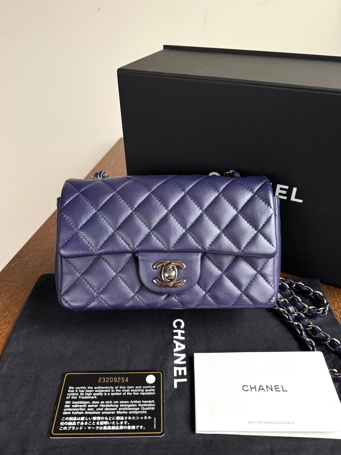 Pre-owned Chanel Timeless Mini Rectangle Purple Leather Bag