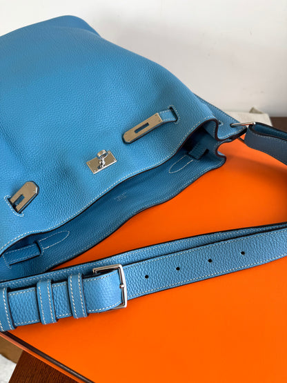 Pre-owned Hermès So Kelly 26 Blue Izmir Togo Shoulder Bag
