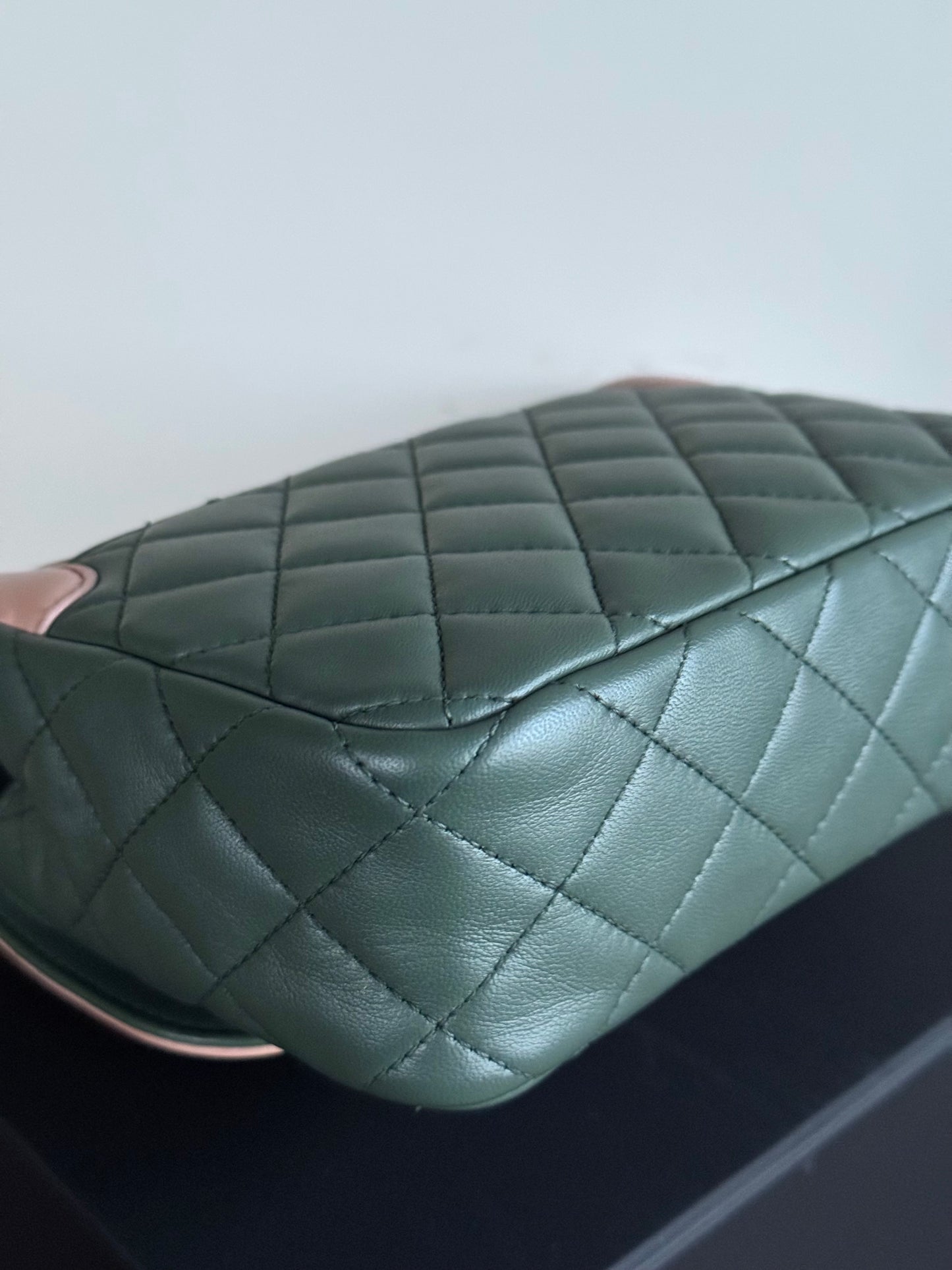 Pre-owned Chanel Diana Mini Bi-color Green Pink Leather Flap Bag